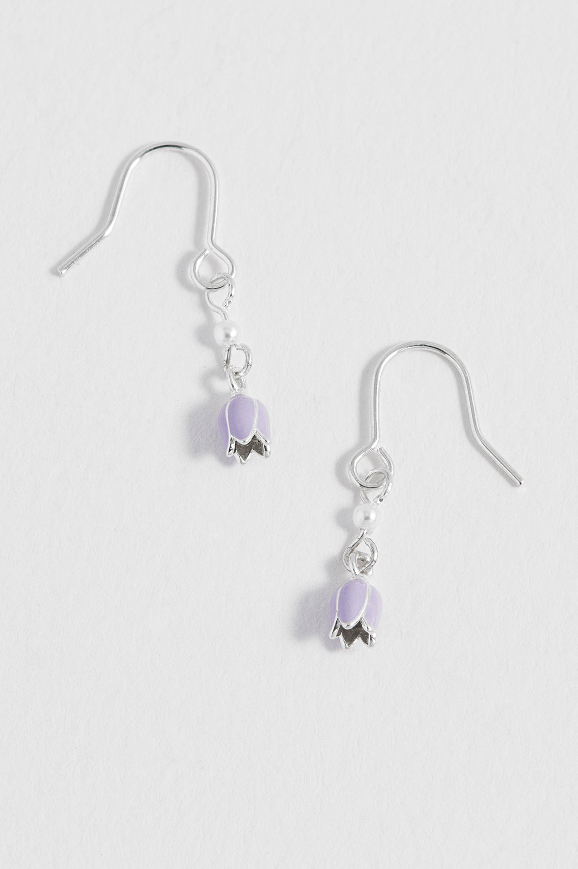 Bluebell and Pearl Hook Earrings