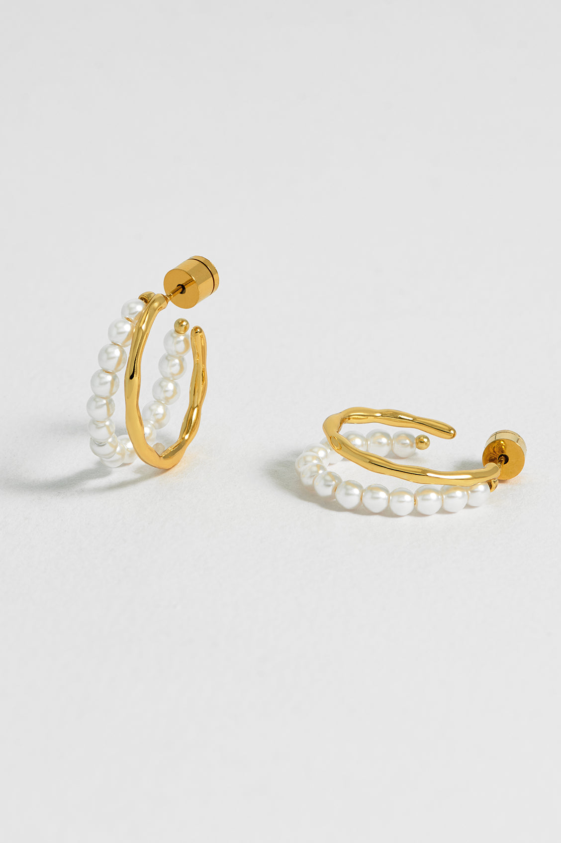 Pearl and Molten Metal Double Illusion Hoops