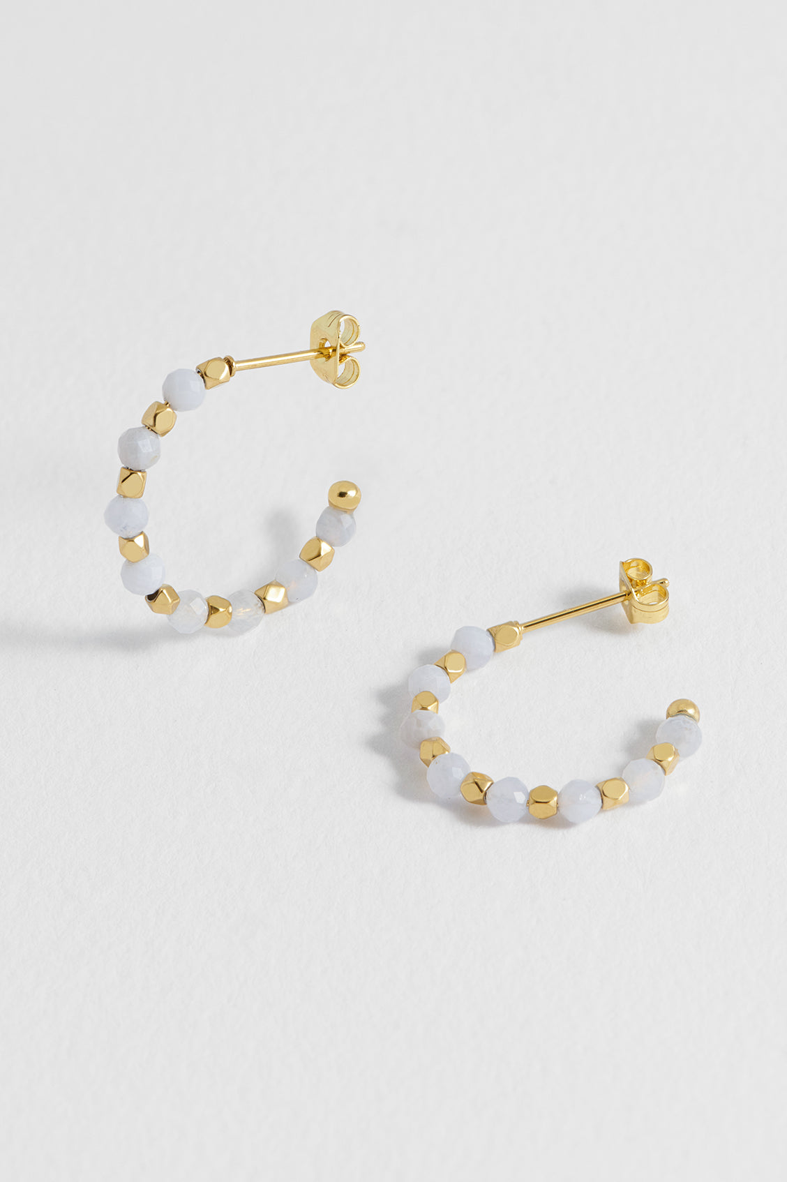 Wellness Blue Lace Agate Coco Beaded Hoops