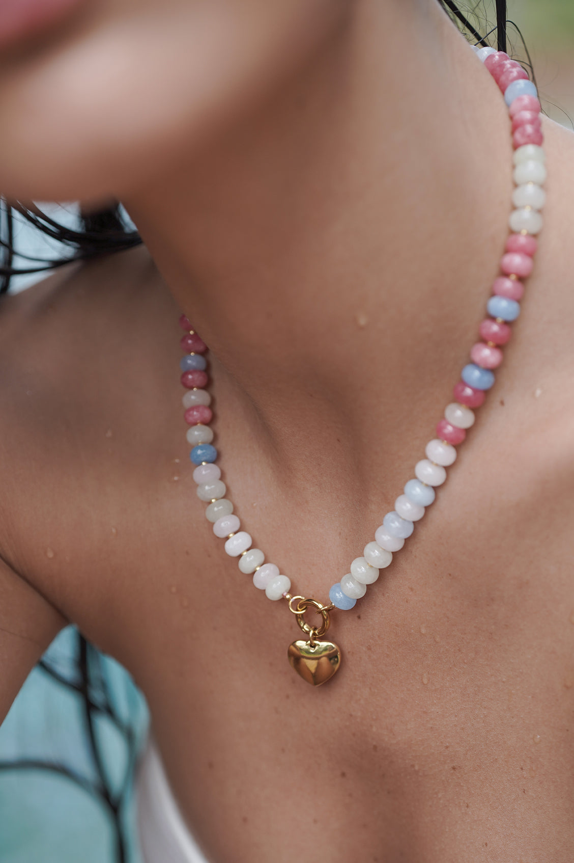 Candy Gemstone Spring Clasp Necklace