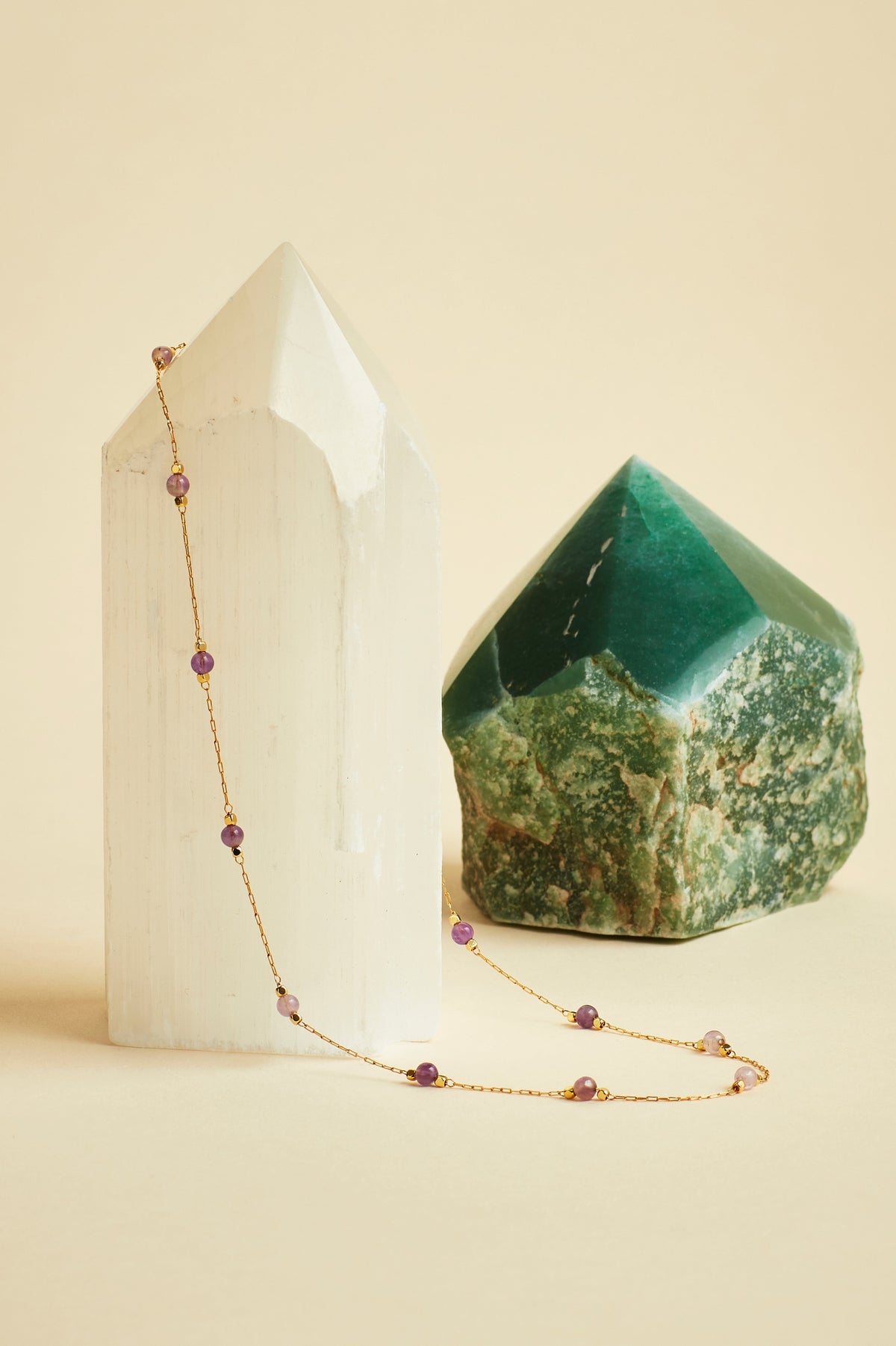 Wellness Amethyst Beaded Chain Necklace