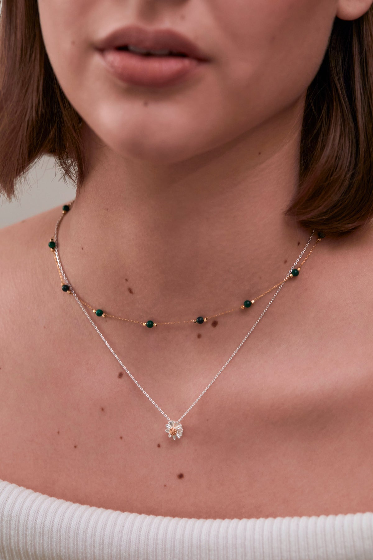 Wellness Malachite Beaded Chain Necklace