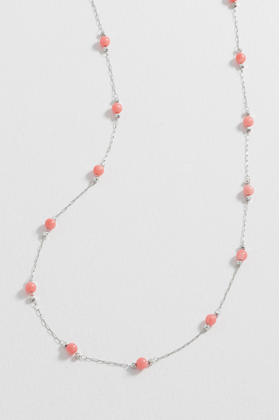 Wellness Coral Agate Gemstone Bead Necklace