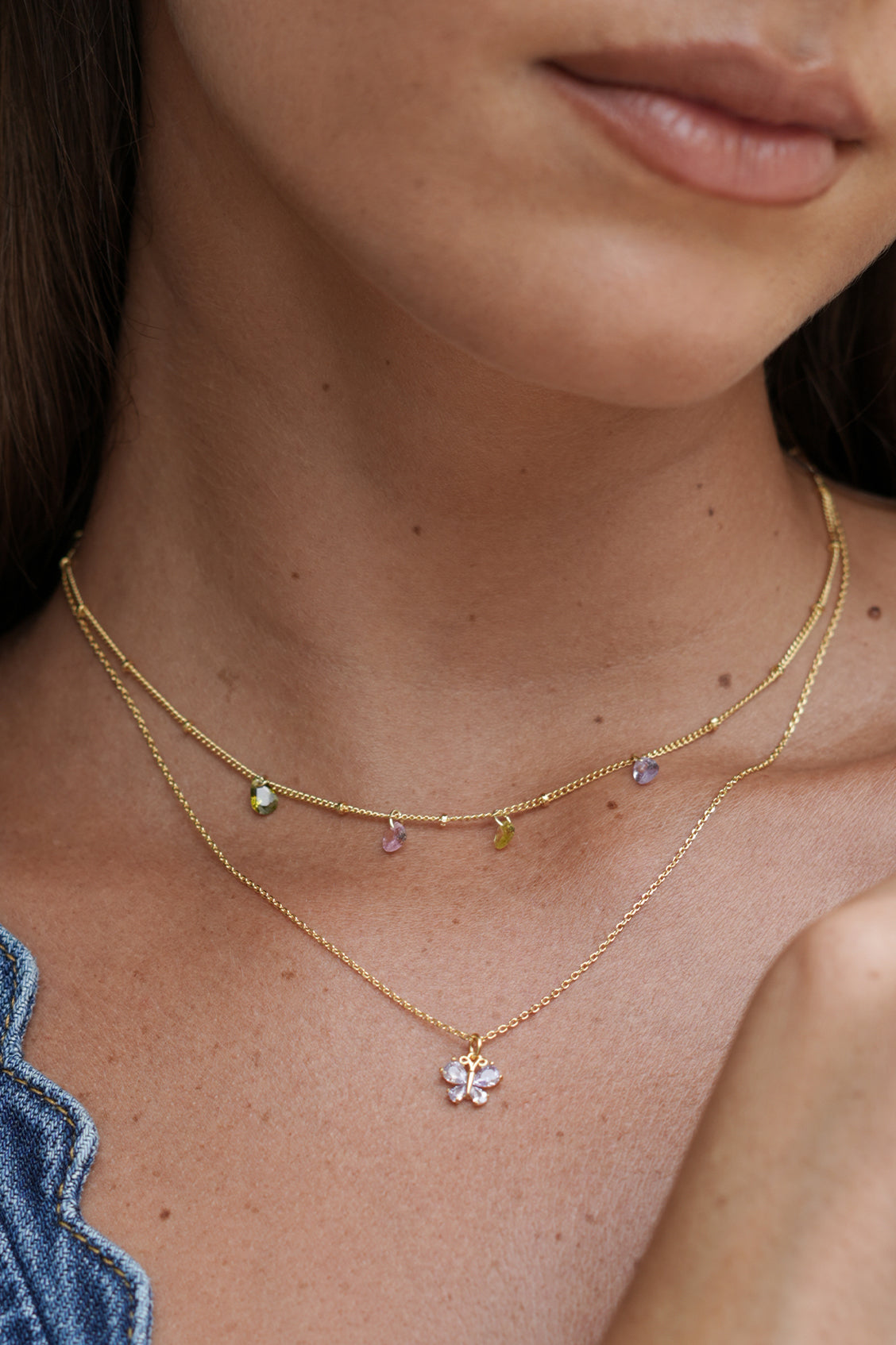 Lilac CZ Butterfly Necklace