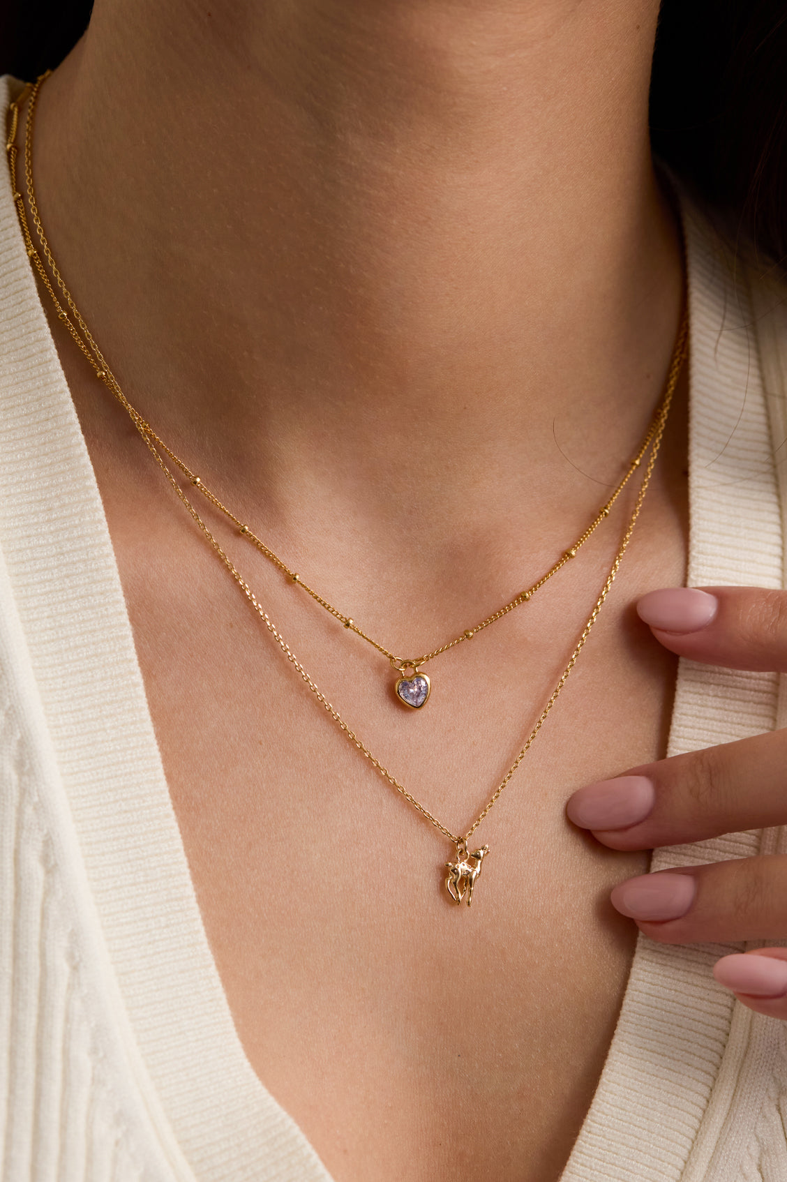 Clear Heart Padlock Necklace