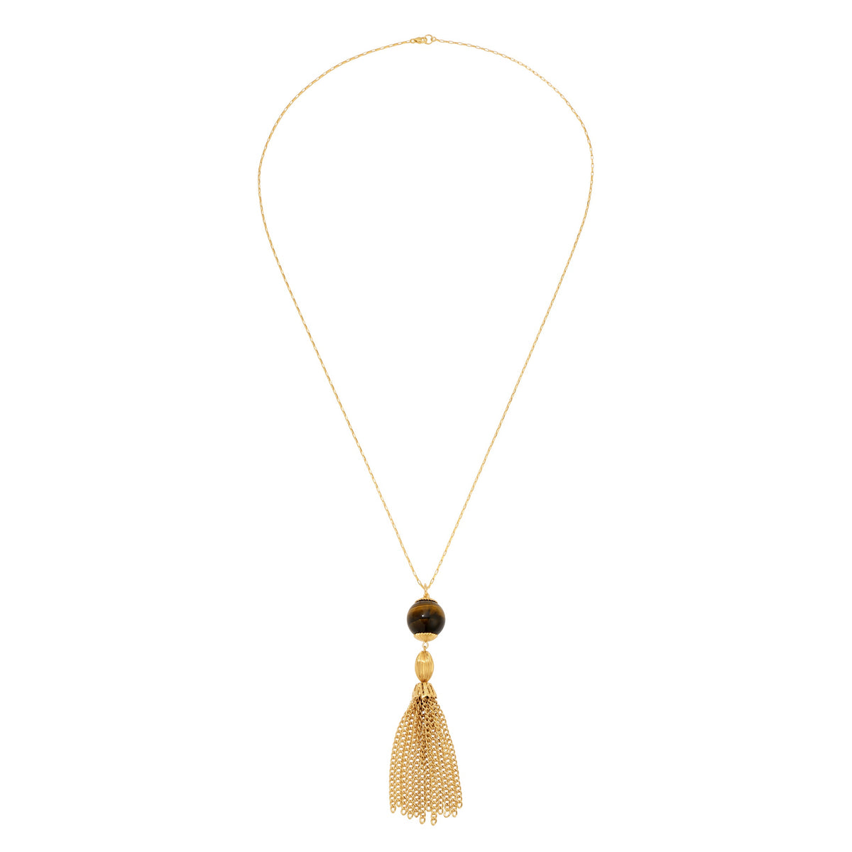 Have a Ball Tassel Necklace - Tiger's Eye