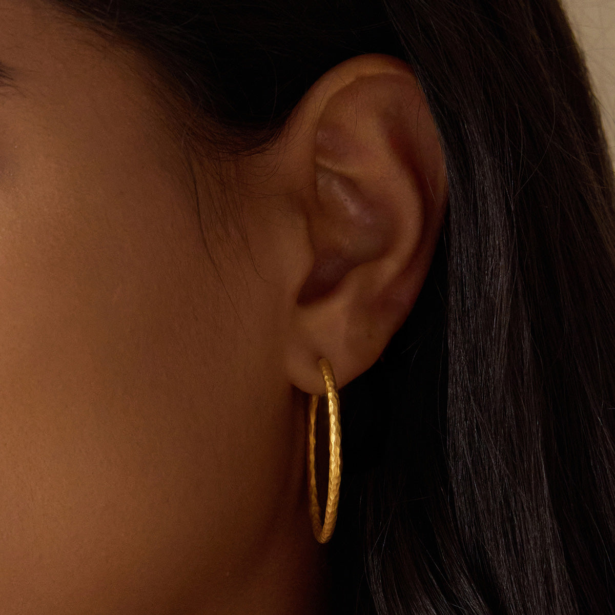 Textured Gold Large Hoop Earrings