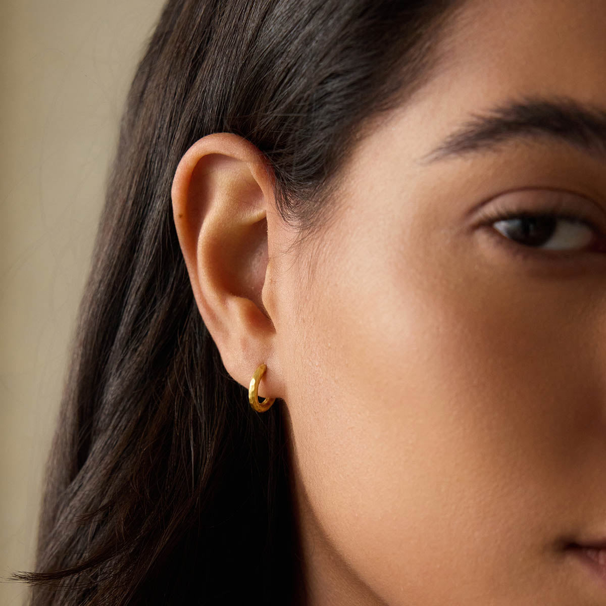 Textured Gold Mini Hoop Earrings