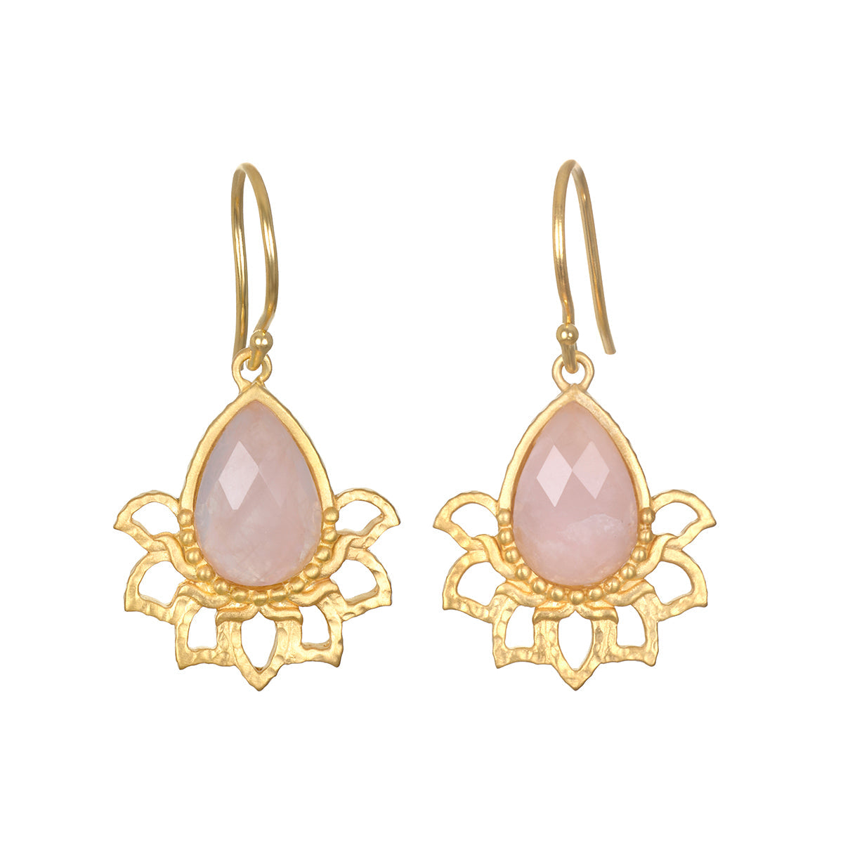 Awakened by Love Rose Quartz Lotus Petal Earrings