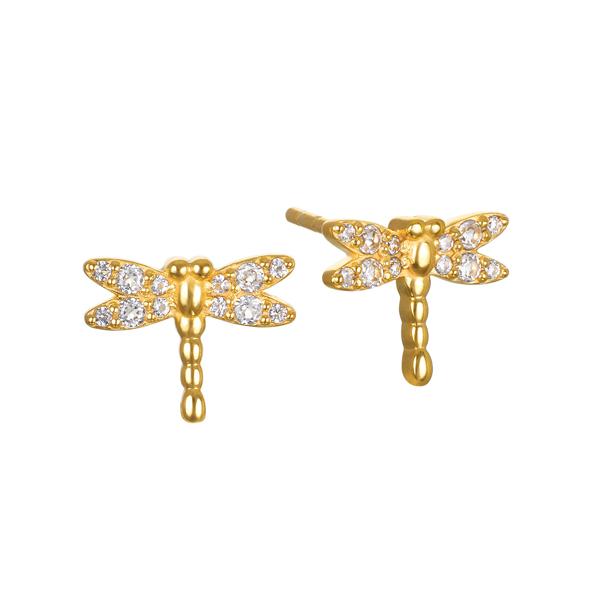 Transforming Spirit White Topaz Dragonfly Earrings