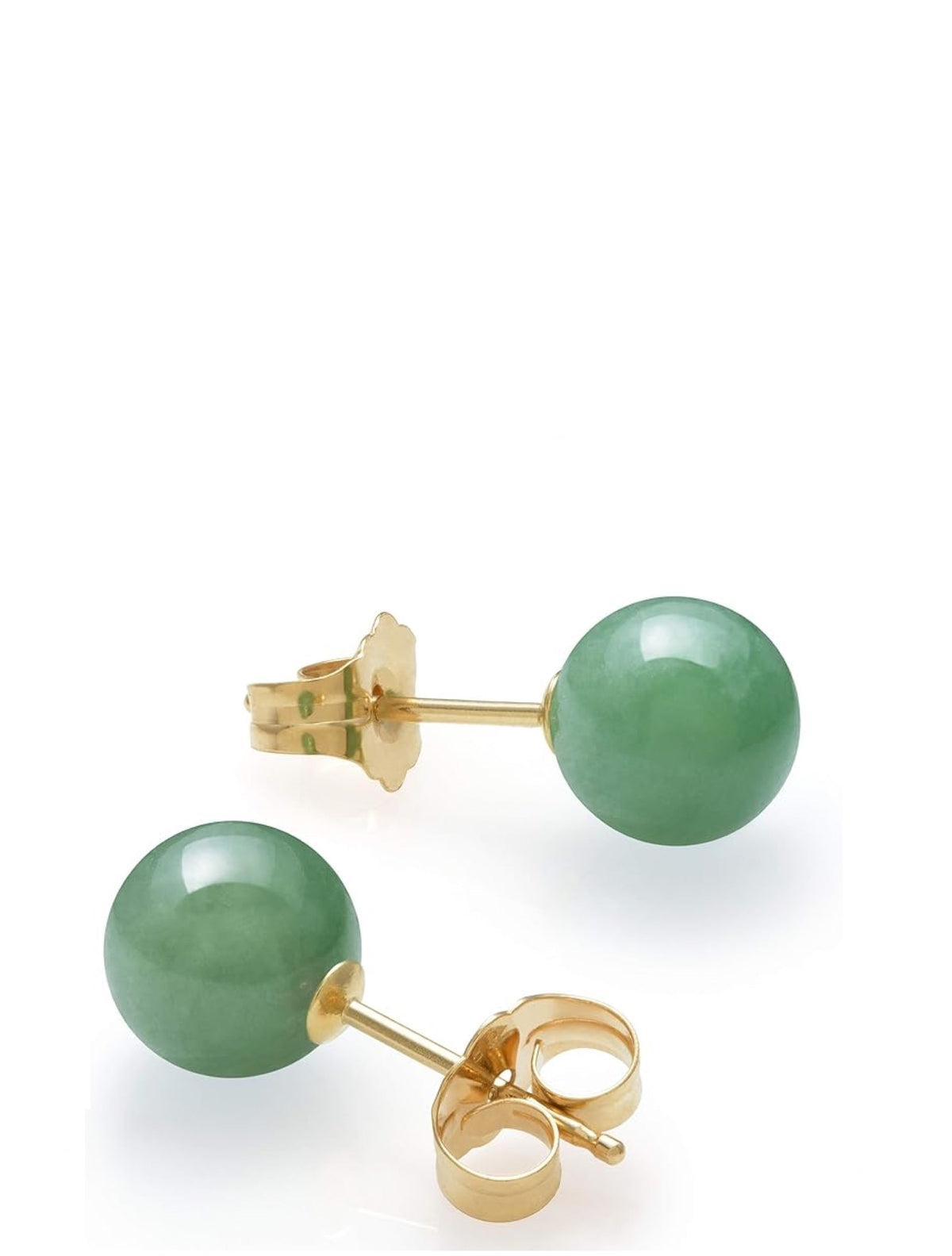 14k Solid Gold Jade Stud Earrings