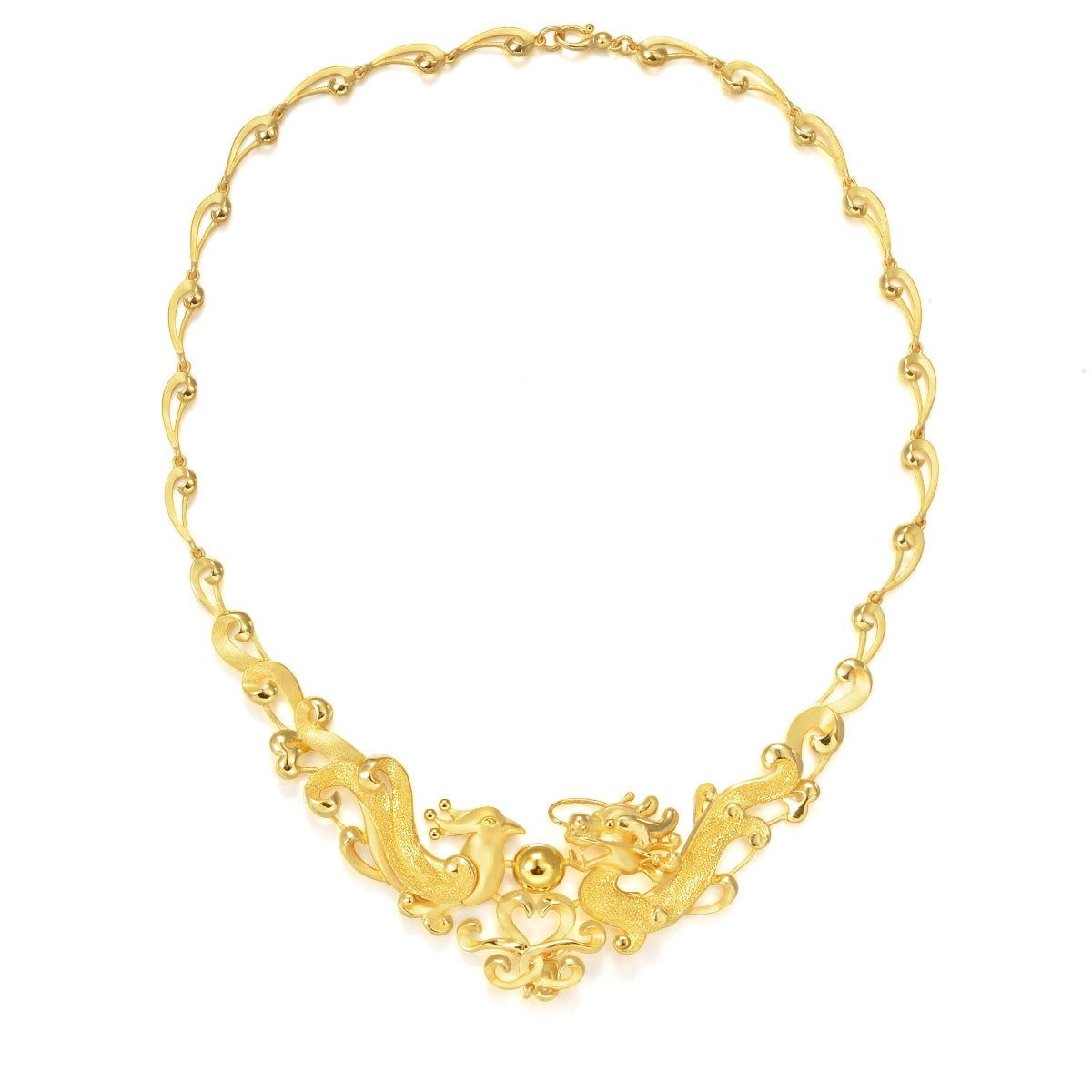 Dragon & Phoenix' 999.9 Gold Necklace