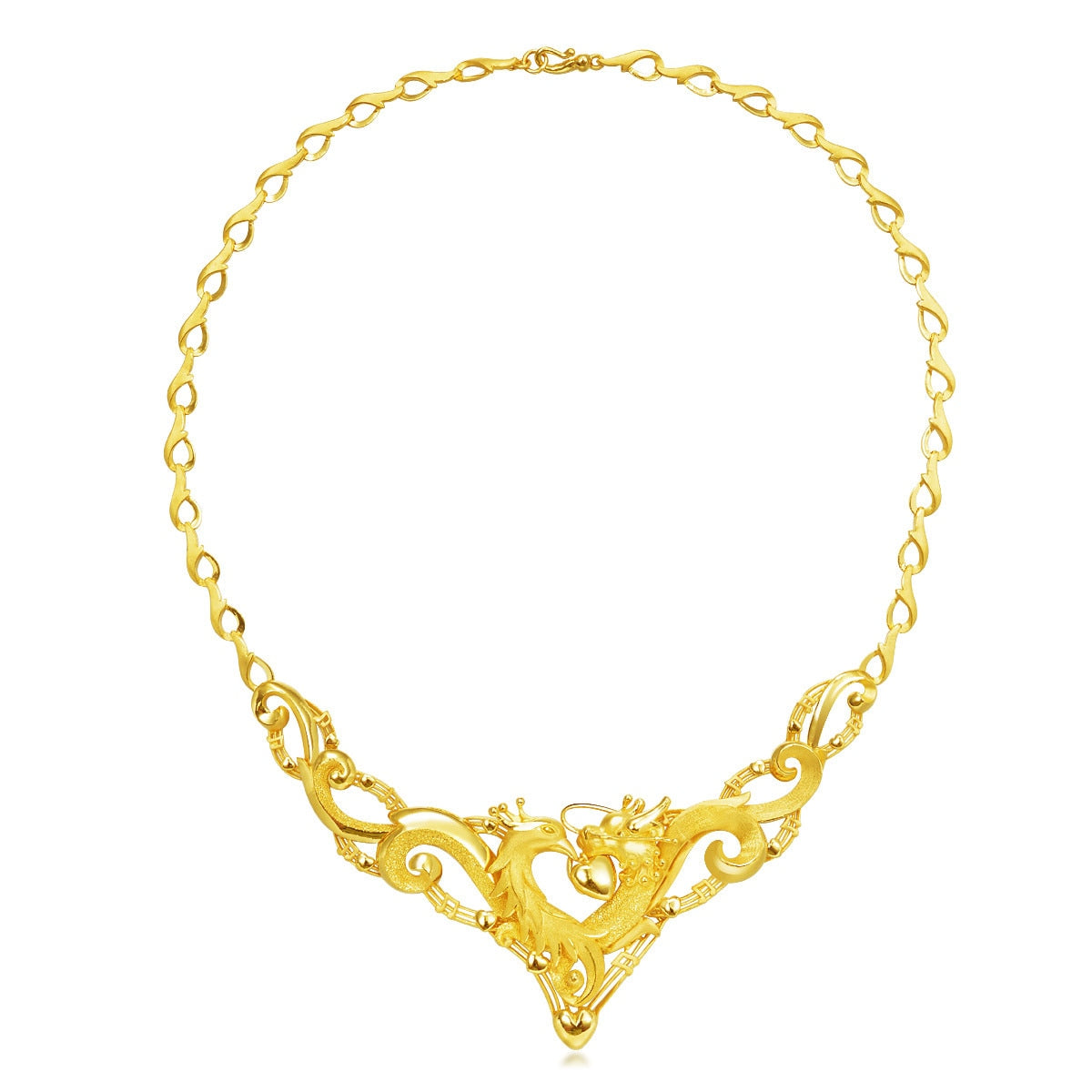 Dragon & Phoenix' 999.9 Gold Necklace