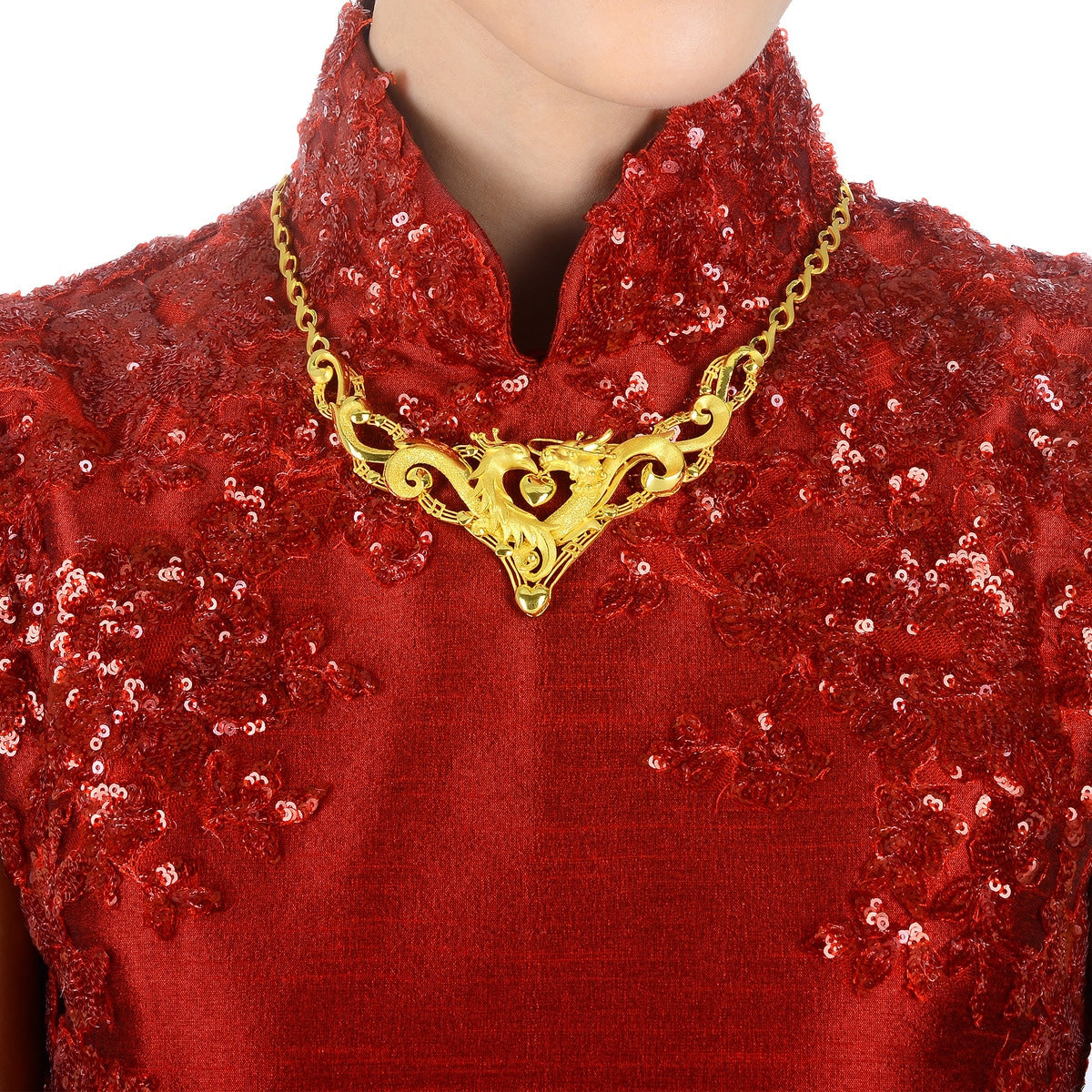 Dragon & Phoenix' 999.9 Gold Necklace