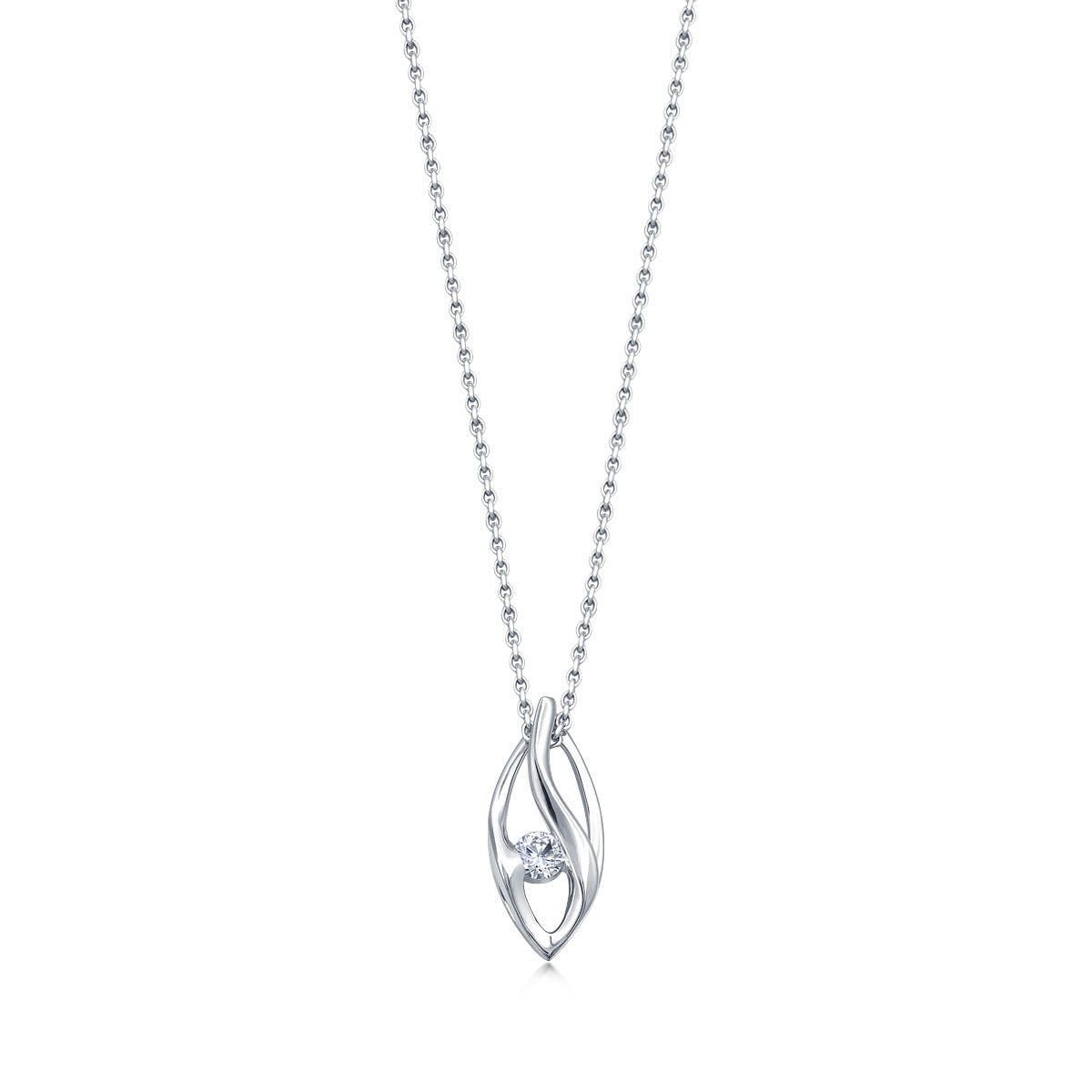Sculpt' 18K White Gold Diamond Pendant