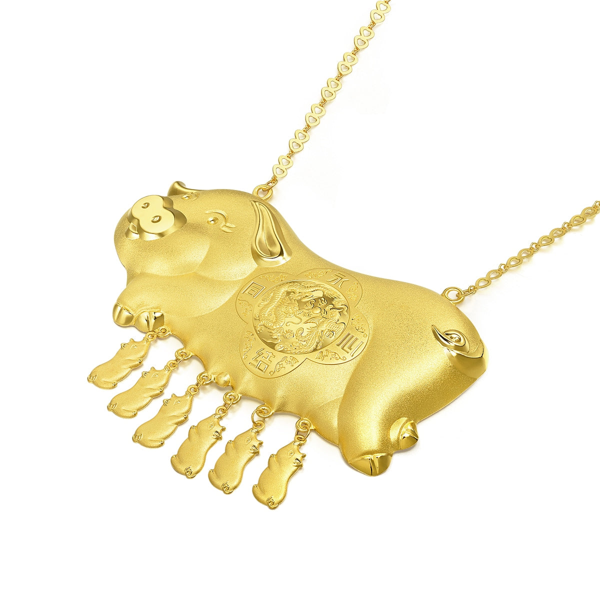 999.9 Gold Pig Necklace
