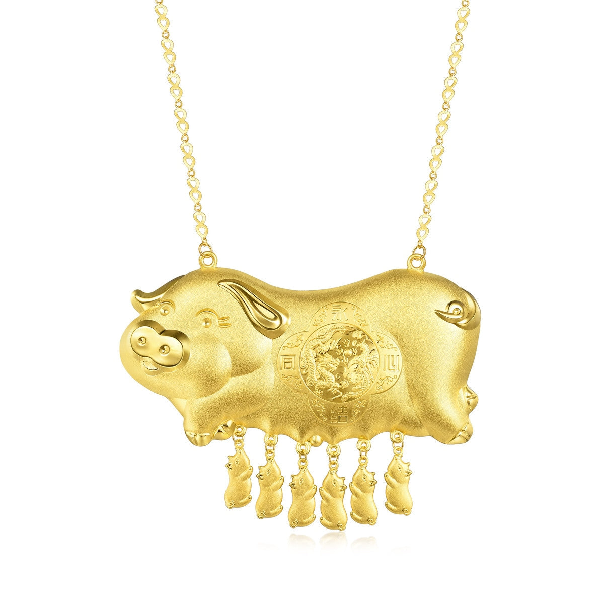 999.9 Gold Pig Necklace