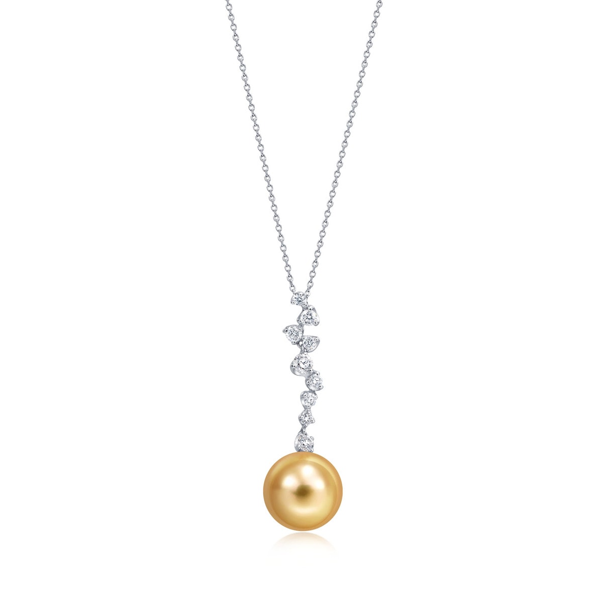 18K White Gold Golden South Sea Pearl Necklace
