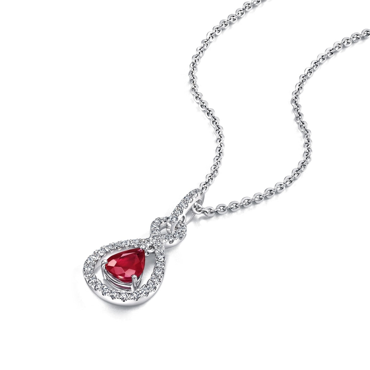 18K White Gold Ruby Pendant