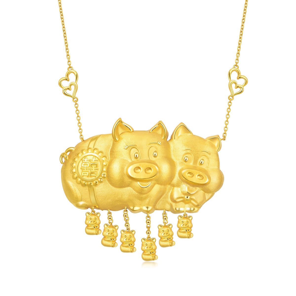 999.9 Gold Pig Necklace
