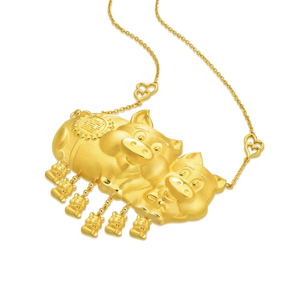 999.9 Gold Pig Necklace