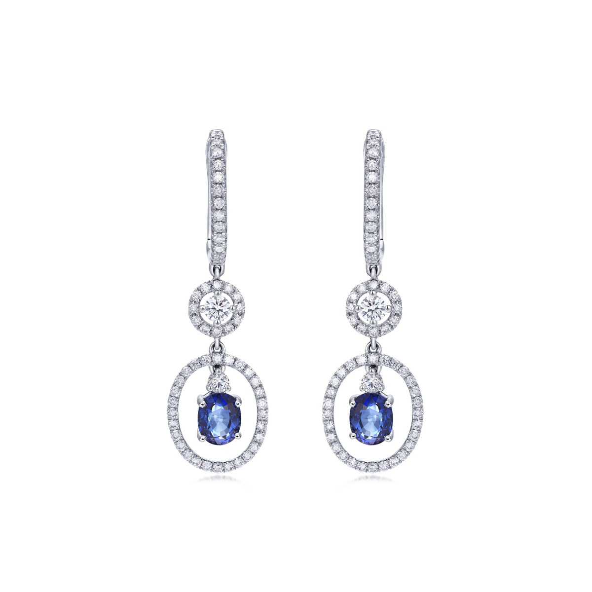 18K White Gold Sapphire Earrings