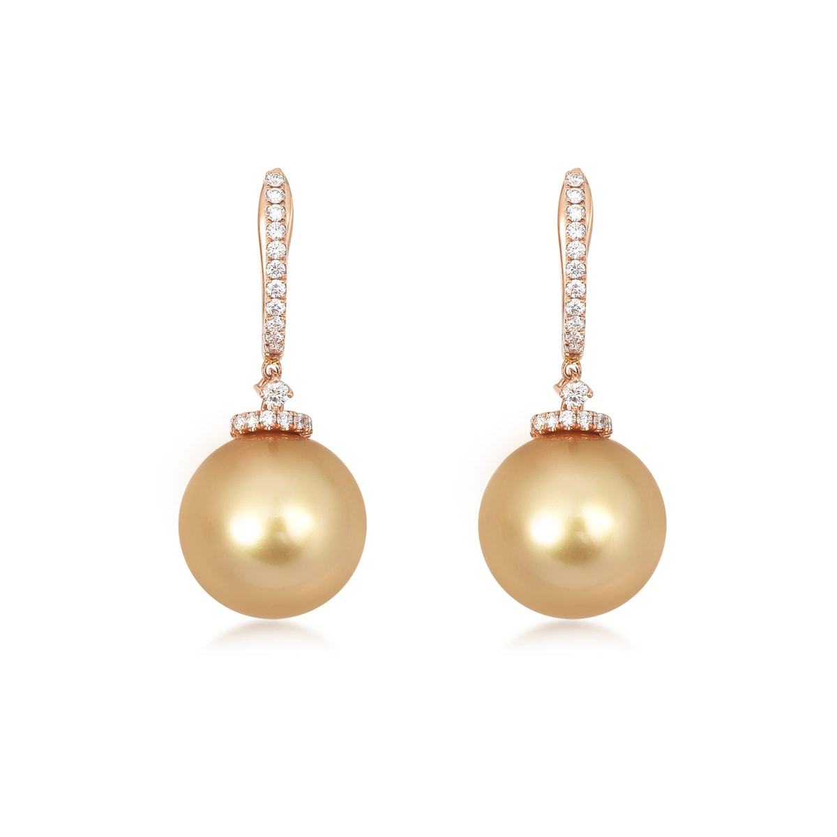 18K/750 Gold (Rose) Golden South Sea Cultured Pearl Earrings
