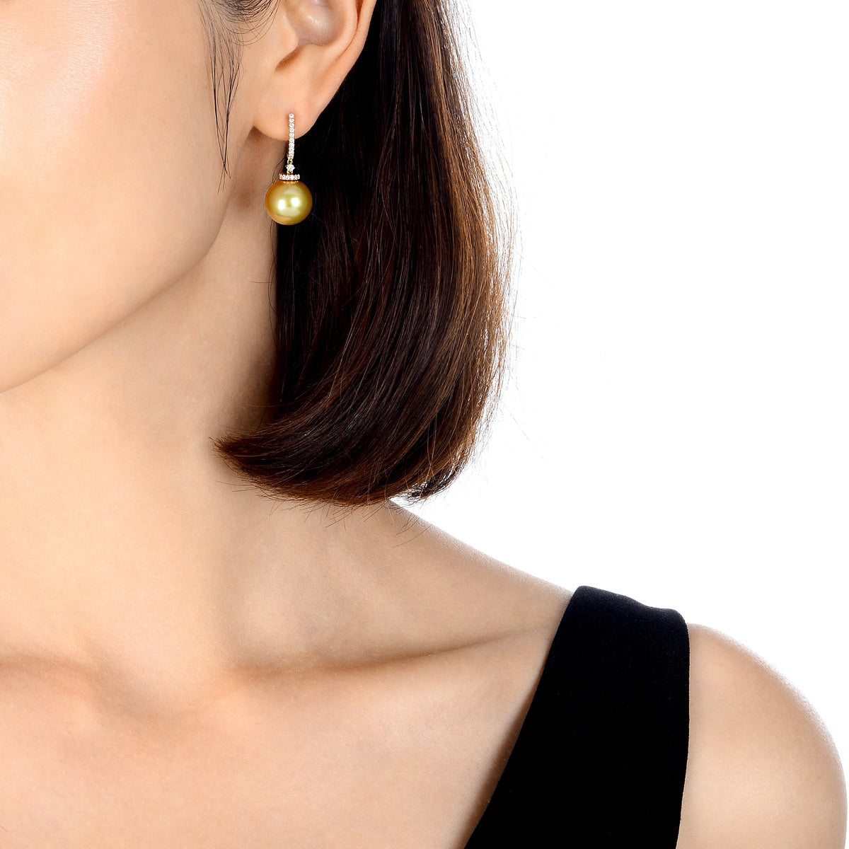 18K/750 Gold (Rose) Golden South Sea Cultured Pearl Earrings