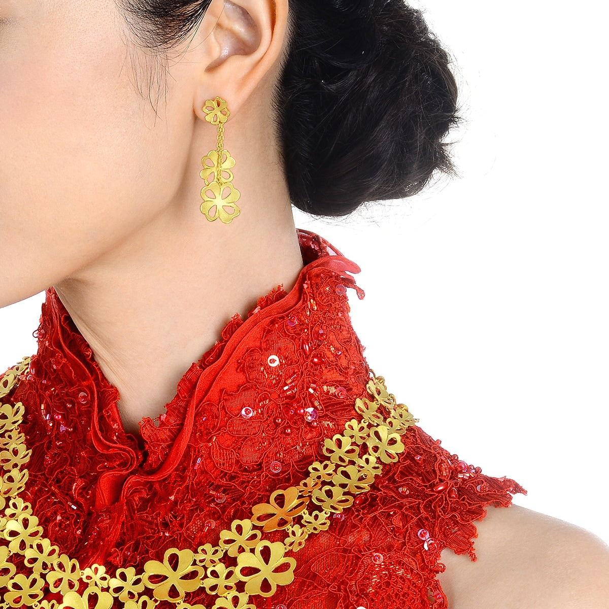 Floral' 999.9 Gold Earrings