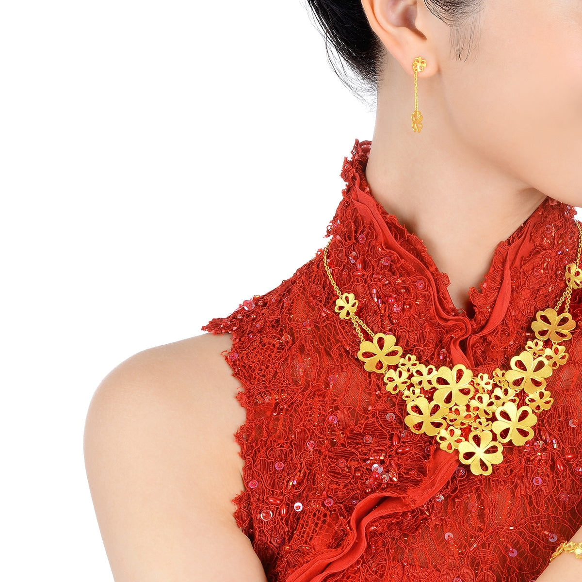 Floral' 999.9 Gold Earrings