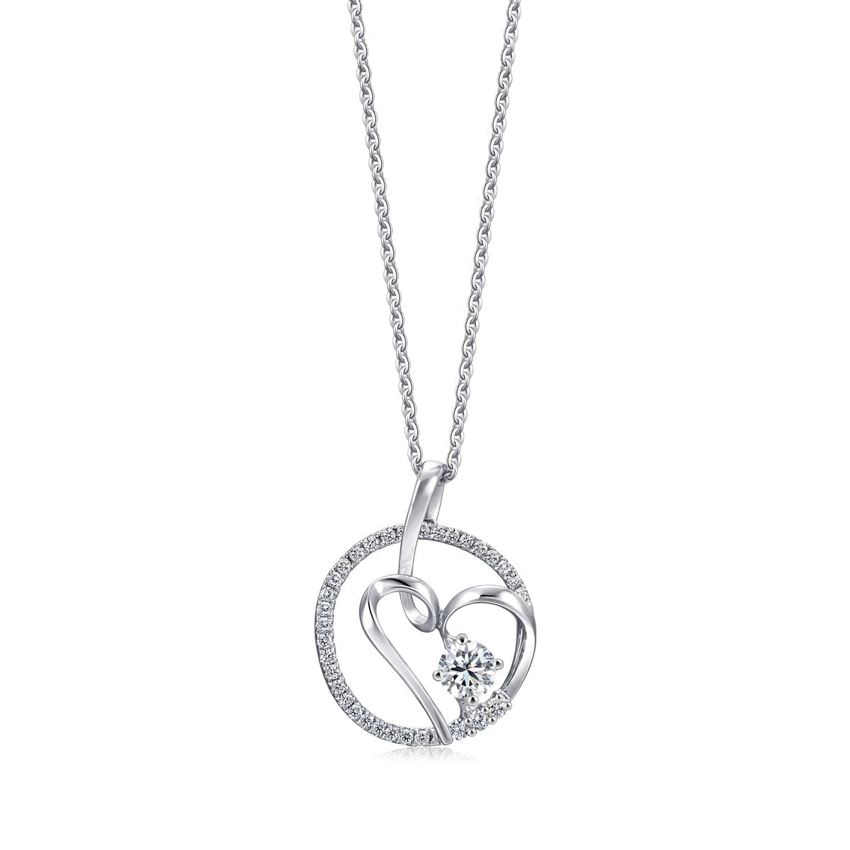 18K White Gold Diamond Pendant