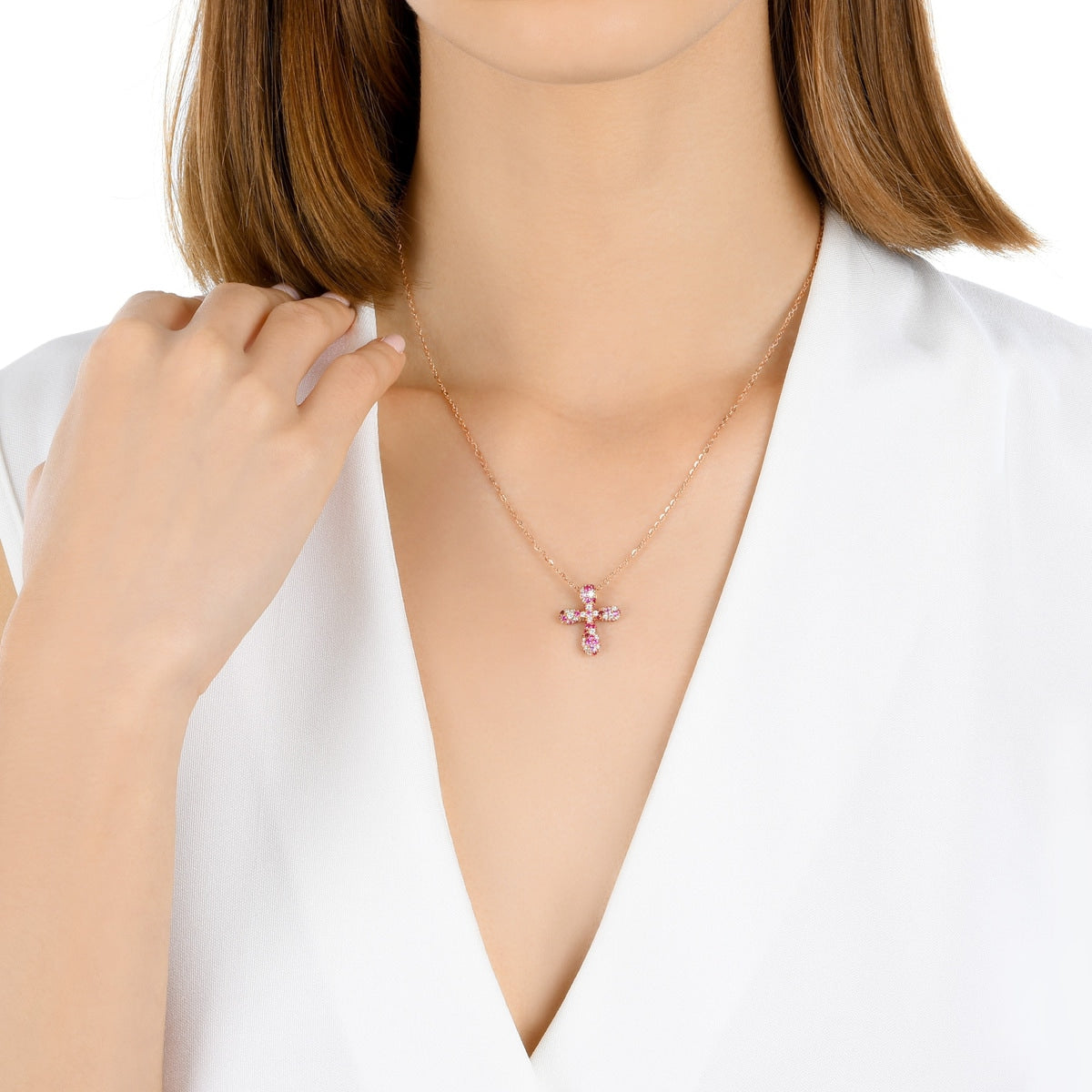 18K Rose Gold Pink Sapphire Pendant