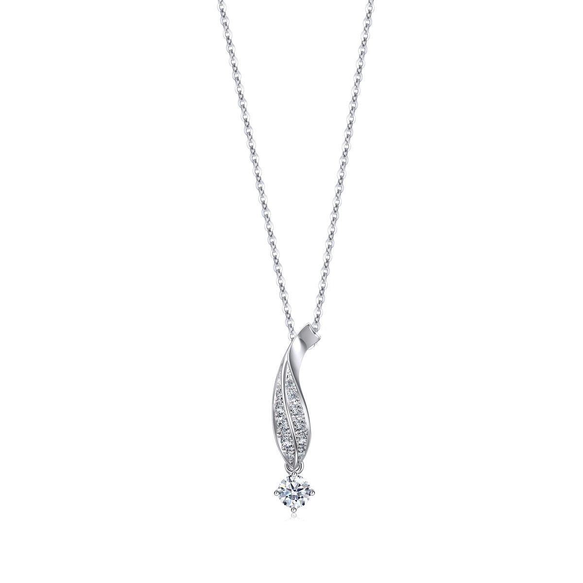 Sculpt' 18K White Gold Diamond Pendant