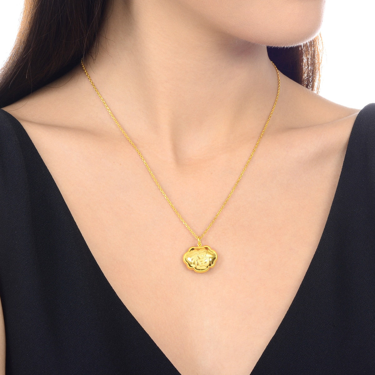 New Born' 999.9 Gold Dragon Lock Pendant