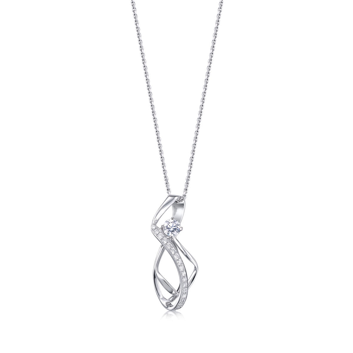 Sculpt' 18K White Gold Diamond Pendant