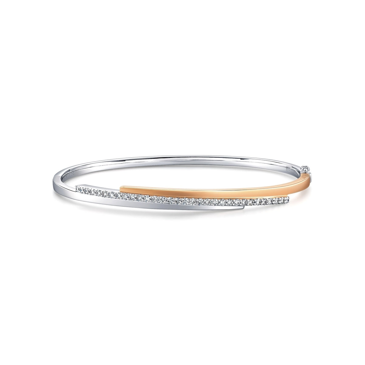 Sculpt' 18K White & Red Gold Diamond Bangle