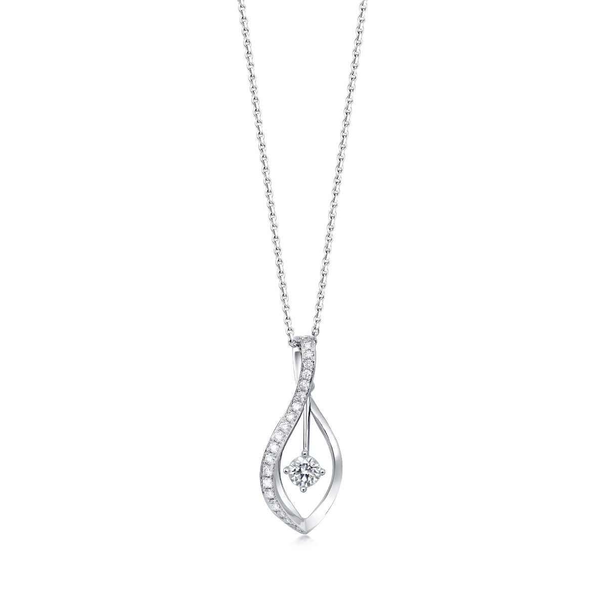 Sculpt' 18K White Gold Diamond Pendant