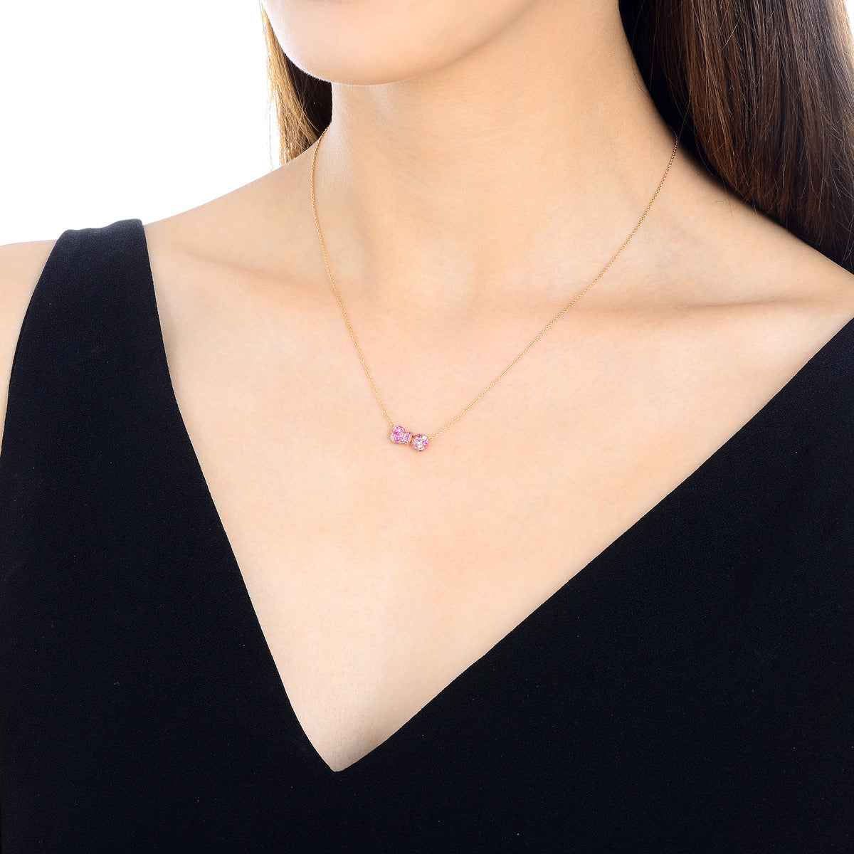18K Rose Gold Pink Sapphire Necklace