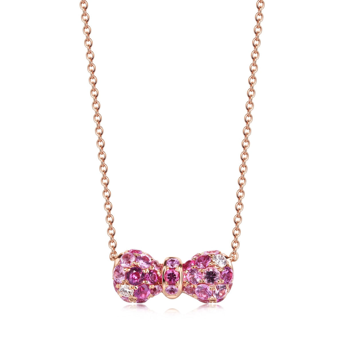 18K Rose Gold Pink Sapphire Necklace