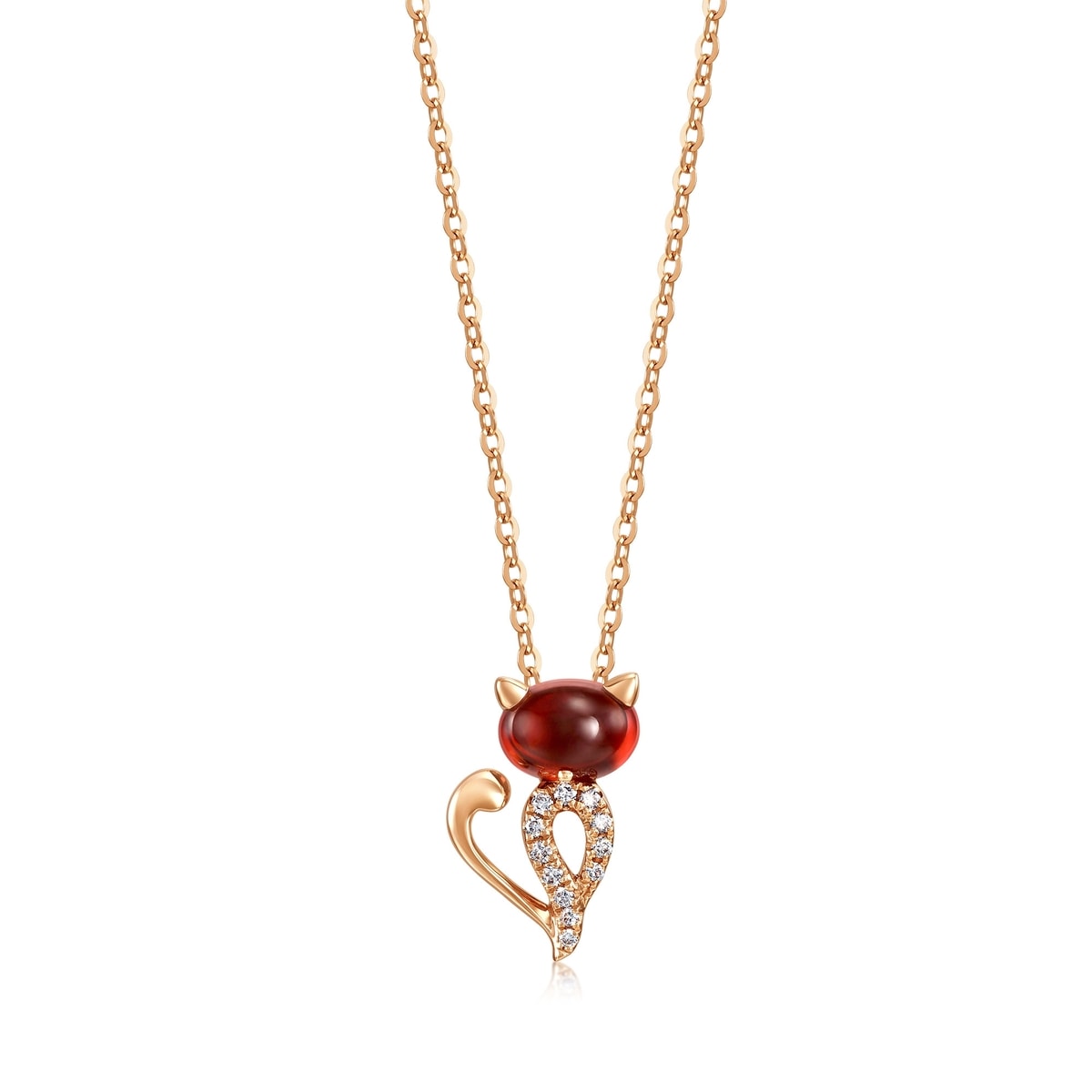 18K Rose Gold Almandite Necklace