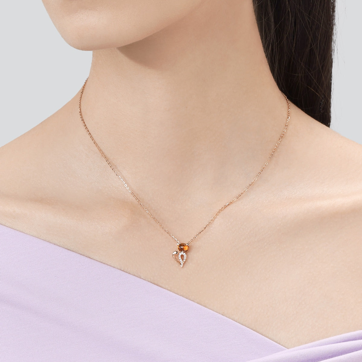 18K Rose Gold Citrine Necklace