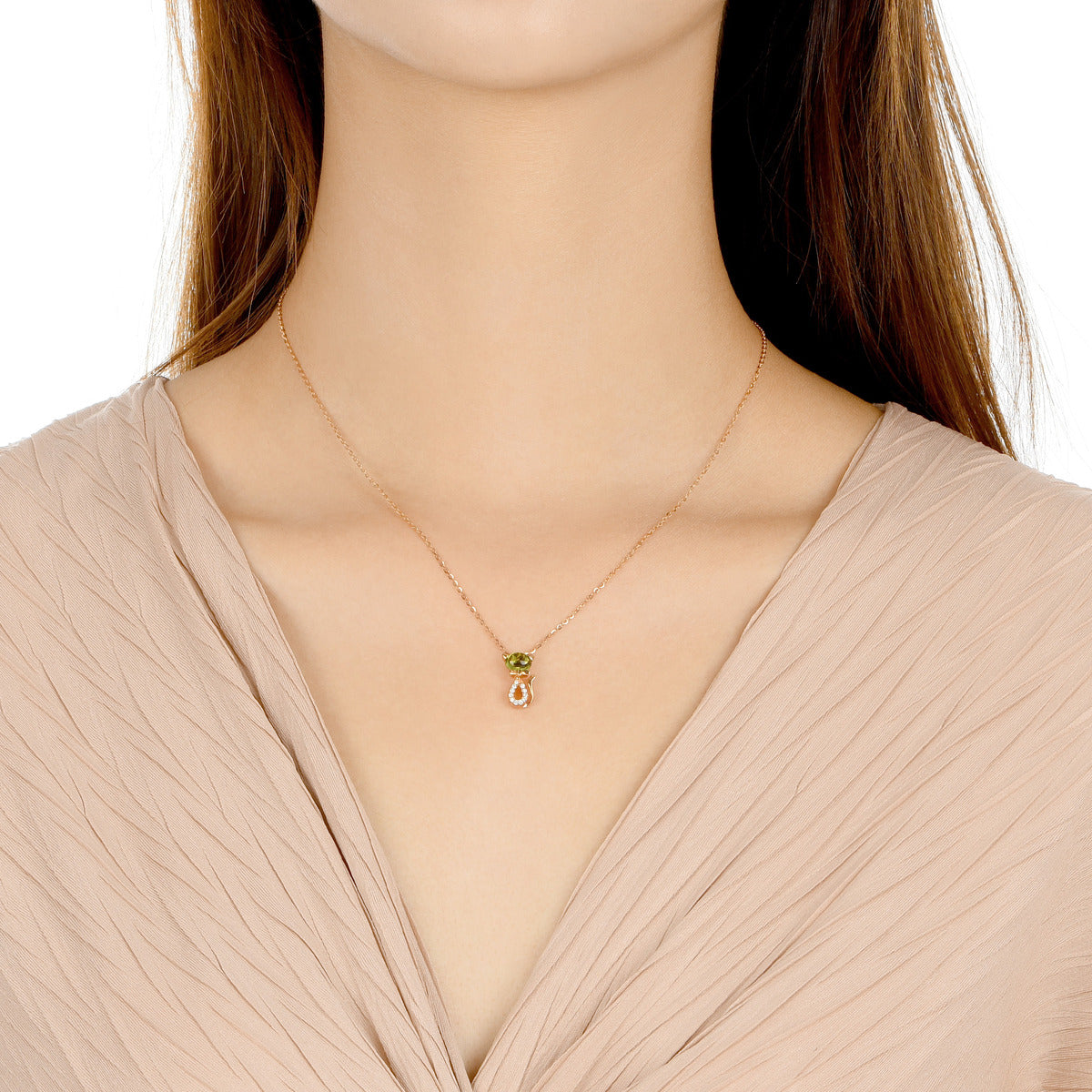 18K Rose Gold Peridot Necklace