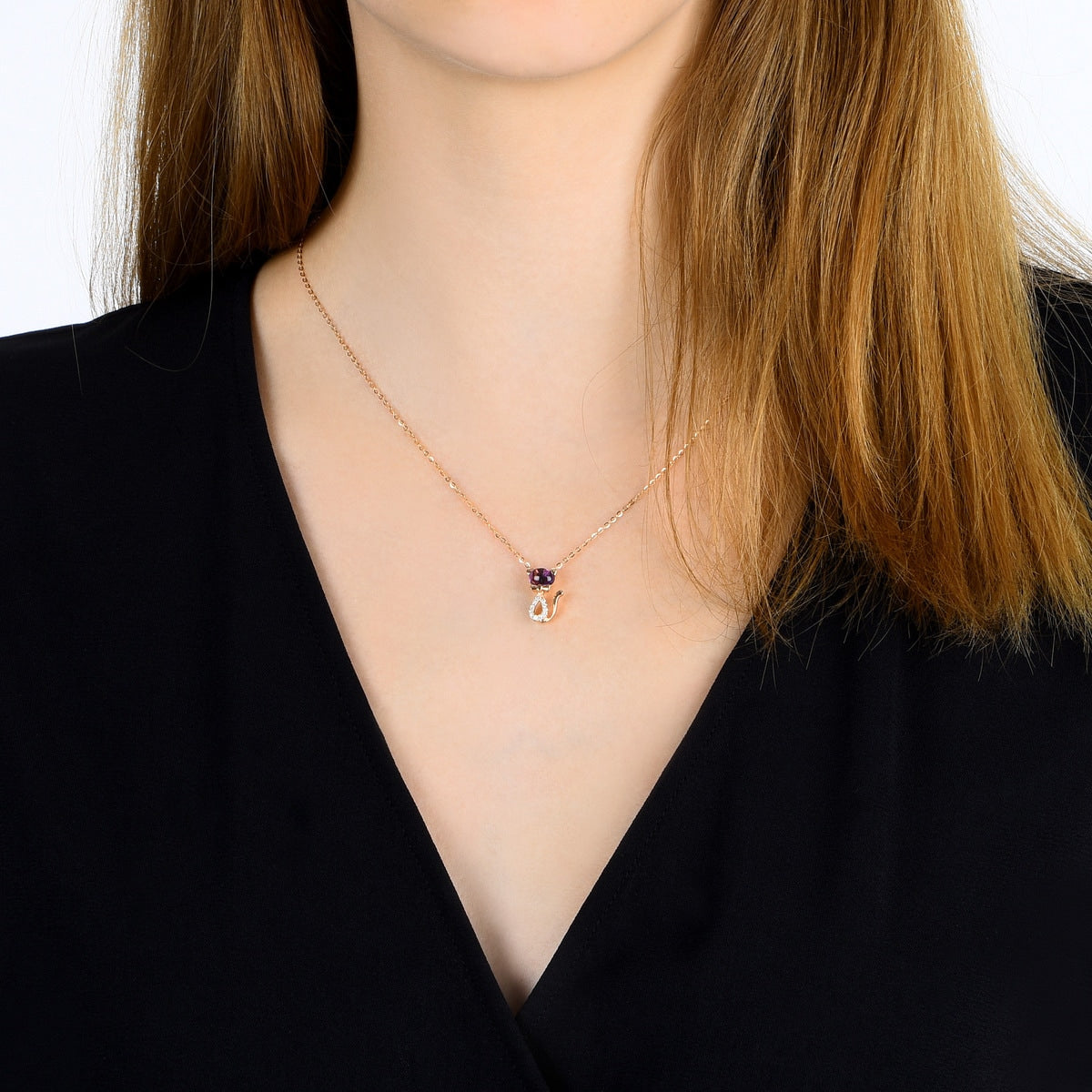 18K Rose Gold Amethyst Necklace