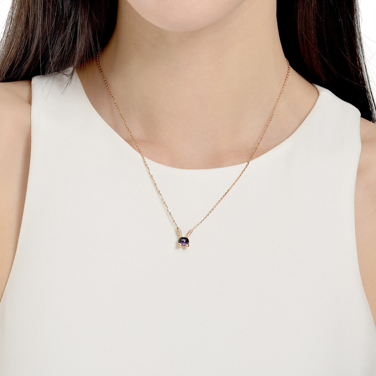 18K Rose Gold Amethyst Necklace