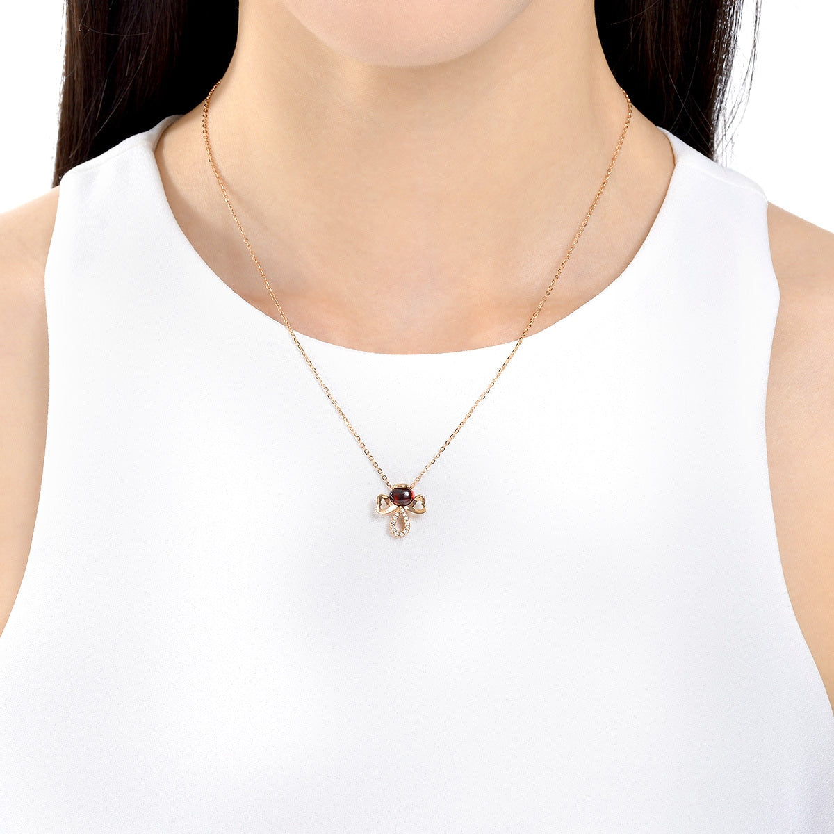 18K Rose Gold Almandite Necklace