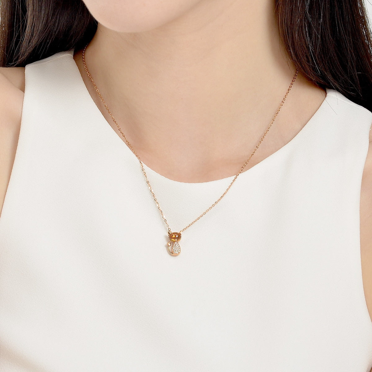 18K Rose Gold Citrine Necklace