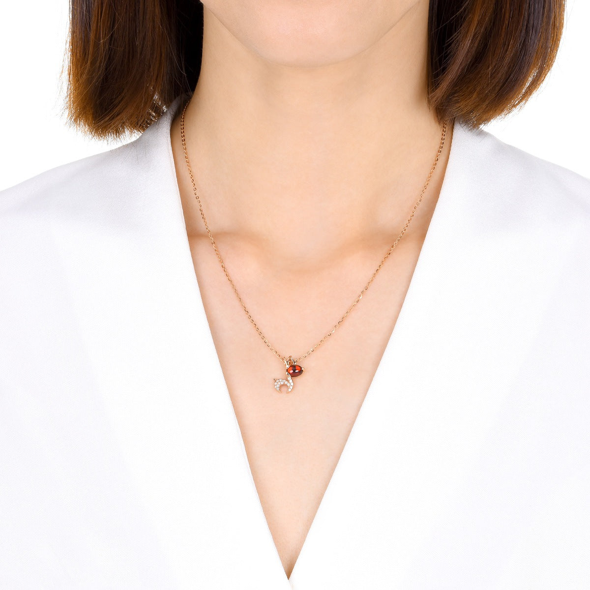 18K Rose Gold Almandite Necklace