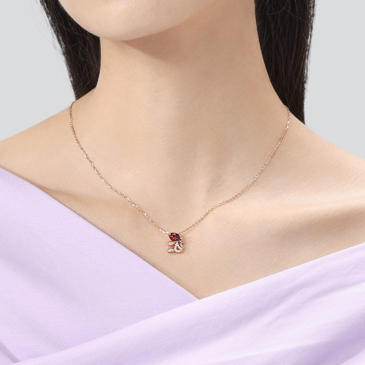 18K Rose Gold Almandite Necklace