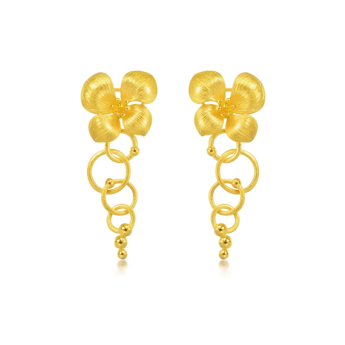 Floral' 999.9 Gold Earrings