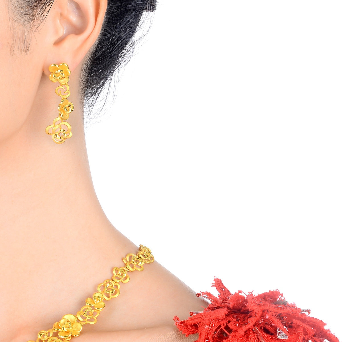 Floral' 999.9 Gold Earrings